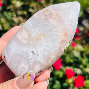 Druzy Pink Amethyst Flower Agate Freeform | Pink Flower Agate Flame | Flower Agate Crystal Freeform | Pink Amethyst Freeform T3