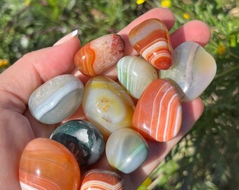 Colorful Agate Carnelian Tumbles Palm Stone ~ Pocket Stones Minerals Crystals ~