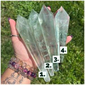 Icy Clear Baja Green Fluorite Wands | Green Fluorite Scepter | Fluorite Crystal Wand | Baja Green Fluorite Point