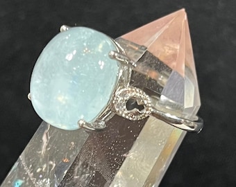 Genuine Aquamarine Ring | Aquamarine Crystal Ring | Gemstone Ring | March Birthstone | 925 Sterling Ring R6