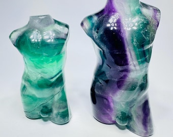 Rainbow Fluorite Man Goddess Body, Crystal Man Body, Naked Man Sculpture, Crystal Man Carving