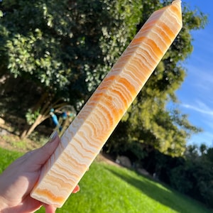 XL Statement Tower Gebänderter Orangen Calcit Turm | Gebänderter Orangen Calcit Turm