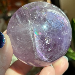 Funkelnde Amethystkugeln mit Regenbogen! | Crystal Sphere | Natürliche Bergkristall Kugel AM1