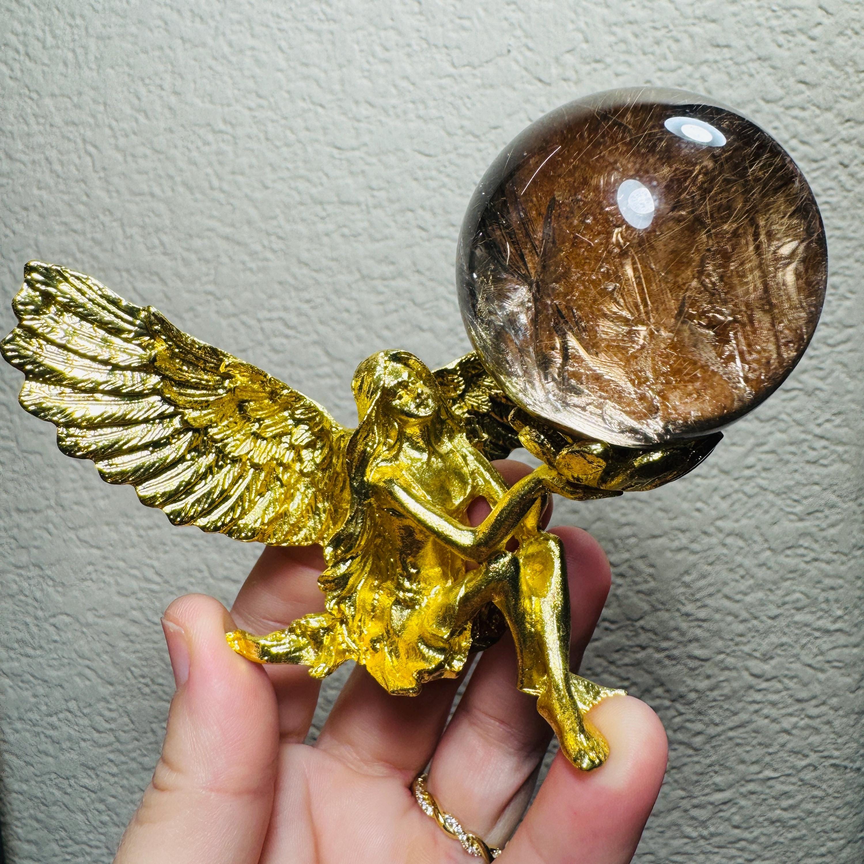 Crystal Sphere Stand | Angel Crystal Sphere Holder | Fairy Sphere