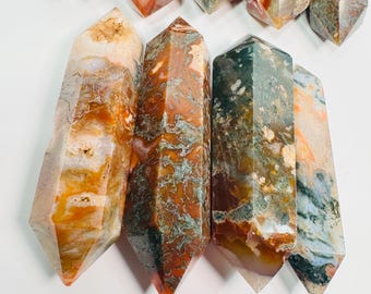 Red Moss Agate DT Point | Red Moss Agate Crystal DT Tower | Crystal Points for Meditation