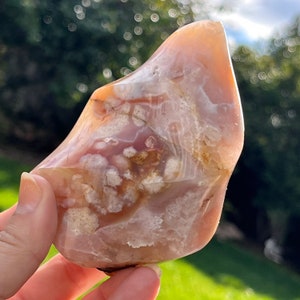 Large Flower Agate Freeform | Pink Flower Agate Flame | Flower Agate Crystal Freeform