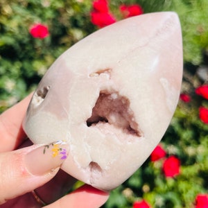 Druzy Pink Amethyst Flower Agate Freeform | Pink Flower Agate Flame | Flower Agate Crystal Freeform | Pink Amethyst Freeform T1