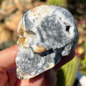 Druzy Sphalerite Skull Geode Cave Crystal Skull ~ Crystals Natural Stone ~ Human Skull Art Carving