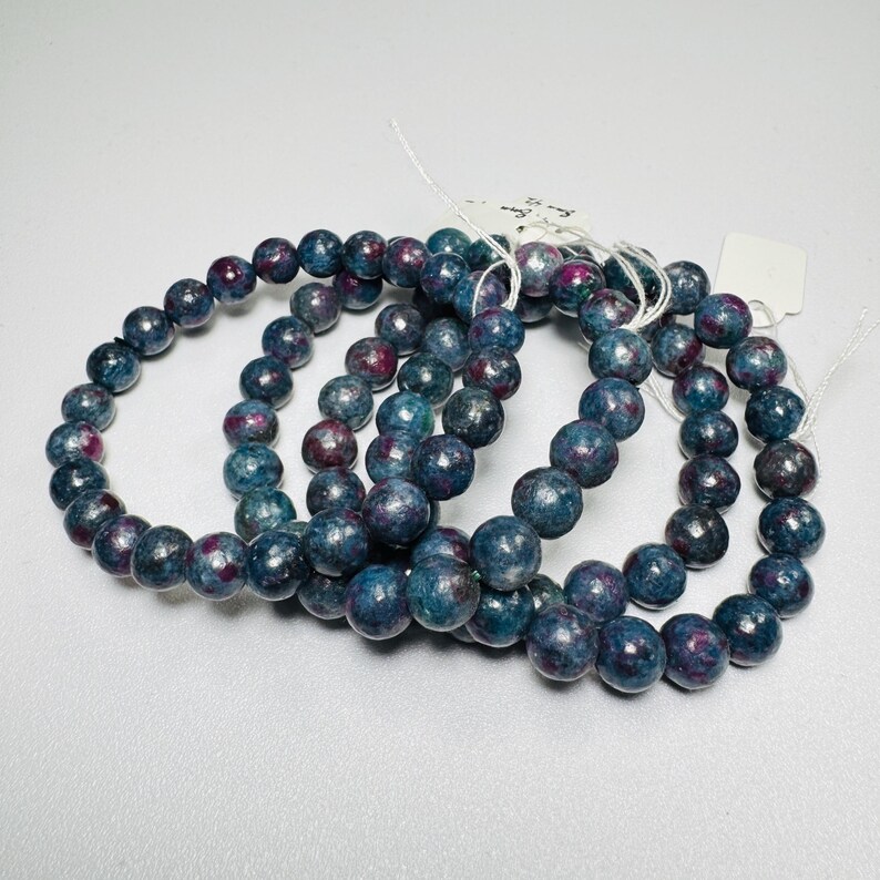 Rubin-Kyanit-Armband, Rubin-Kristallperlen-Armband, Echtes Kristallarmband Bild 3