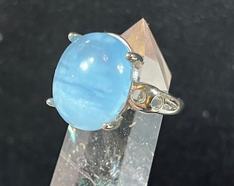 Genuine Aquamarine Ring | Aquamarine Crystal Ring | Gemstone Ring | March Birthstone | 925 Sterling Ring R4