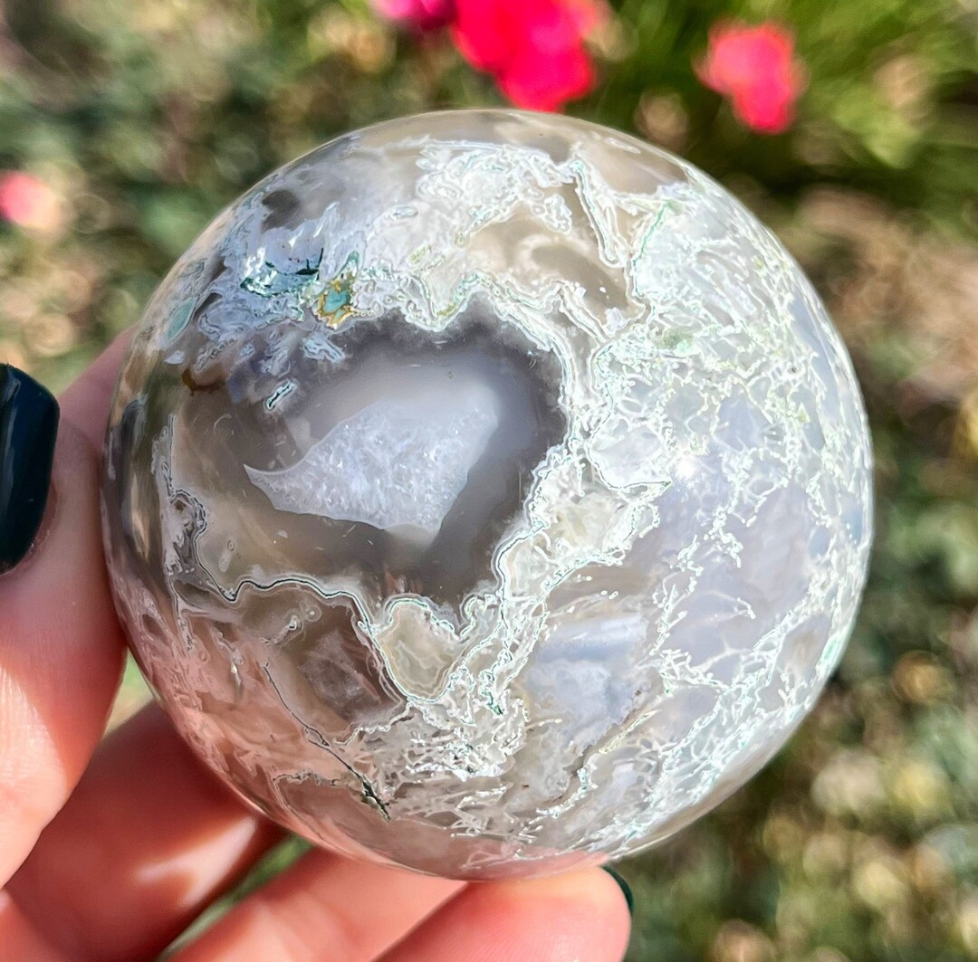 Translucent Druzy Geode Moss Agate Sphere Moss Agate Crystal Sphere Translucent Druzy Geode Moss Agate Sphere Moss Agate Crystal Sphere