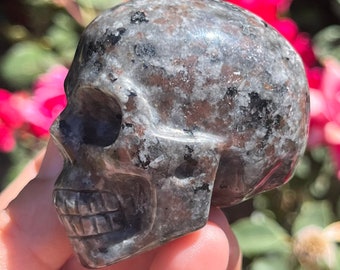 Small Yooperlite Skull UV Reactive Genuine Crystal Skull ~ Crystals Natural Blue Carved Stone ~ Human Skull Art Carving