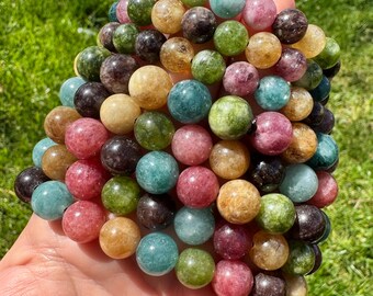 Colorful Tourmaline Crystal Bracelet,  Gem Tourmaline Beaded Bracelet, Genuine Tourmaline Gemstone Bracelet