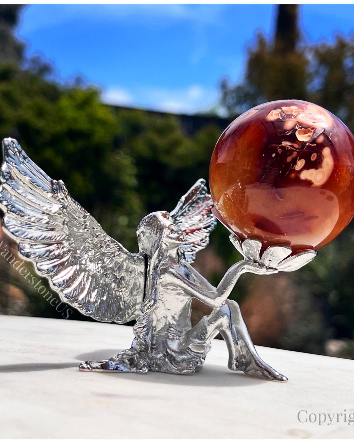 Crystal Sphere Stand | Angel Crystal Sphere Holder | Fairy Sphere