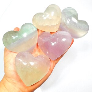 Snowflake Rainbow Fluorite Heart | Rainbow Fluorite Crystal Heart