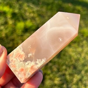 Pink Green Flower Agate Tower | Flower Agate Tower | Flower Agate Crystal Tower PF1