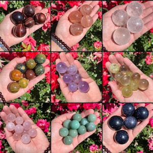 Small Mini Crystal Sphere Genuine ~ Pocket Palm Genuine Crystal Marbles Mini Spheres Marbles  ~ Rose Quartz Aventurine Amethyst Citrine