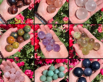 Small Mini Crystal Sphere Genuine ~ Pocket Palm Genuine Crystal Marbles Mini Spheres Marbles  ~ Rose Quartz Aventurine Amethyst Citrine