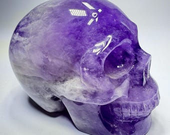 High Grade Phantom Amethyst Skull, Amethyst Crystal Skull, Human Skull Art Carving