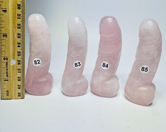 4” Rose Quartz Peen Sculpture, Fertility Totem, Rose Quartz Crystal Peen Carving, Penis Art sculpture, Penis Crystal