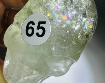 BIG Rainbow Prasolite Skull with Citrine , Green Amethyst Skull, prasolite Crystal Skull, Green Quartz Crystal Skull