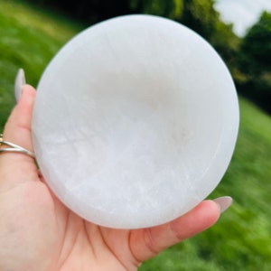 Auffällige Satin Spar Bowl | Selenit Kristall Schale | Selenit Schale | Kristall Ladeschale