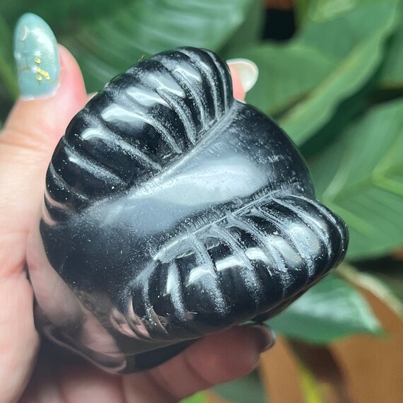 Black Obsidian Skull | Horned Crystal Human Skull | Obsidian