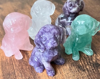 Kristallen hondenbeeldje | Kristallen zittende honden | Kristallen puppy's | Fluoriethond | Kwartshond