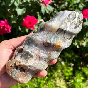 BIG XL DRUZY Colorful Ocean Jasper Freeform Flame Orbital Pattern Polished Natural Stone ~