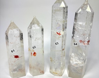 Icy Clear Quartz Tower with BIG Rainbows, Rainbow Quartz Crystal Tower, Fire Quartz Tower