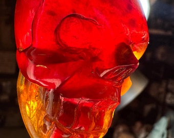 Sumatran Blue Amber Skull | UV Reactive Skull | Crystal Human Skull Art | Genuine Amber Carving | Rare Skull Carving | Copal Skull Sk3