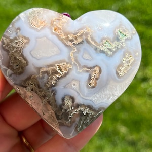 Moss Agate Heart Crystal | Crystal Heart