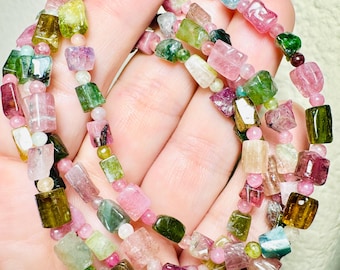 Colorful Tourmaline Crystal Bracelet,  Gem Tourmaline Beaded Bracelet, Genuine Tourmaline Gemstone Bracelet