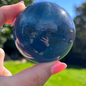 Natural Deep Blue Fluorite Sphere, Blue Fluorite Crystal Sphere