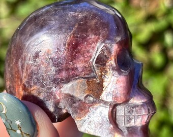 Rare AAA Grade Gem Lepidolite Skull | Gem Lepidolite Skull | gem lepidolite Crystal Skull | Skull Art | Human Skull Carving