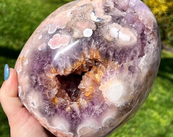 高品質　アメジスト　フラワーアゲート　笑口　フリーフォーム XXLフラワーアゲートとアメジストフリーフォーム | ピンクアメジスト