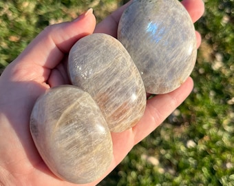Flashy Blue Moonstone Palm Stones | Moonstone Palms | Crystal Palm Stones | Moonstone Crystal