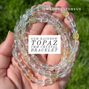 Rainbow Topaz  Bracelet | Gem Grade Bracelet | Gem Grade Luxury Crystal Bracelet | Crystal Beaded Bracelet | Genuine Crystal Bracelet