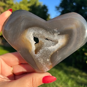 Large Druzy Agate Crystal Heart | Portal Crystal Heart | Large Agate Heart XL Crystal Heart H4