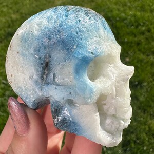 Blue Ice Skull | Rare Crystal Skull | Crystal Human Skull Art | Skull Carving | Rare Skull Carving BI1