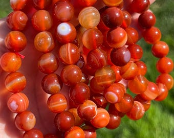 Carnelian Crystal Bracelet, Red Agate Bracelet, Red Crystal Bracelet | Carnelian Beaded Bracelet