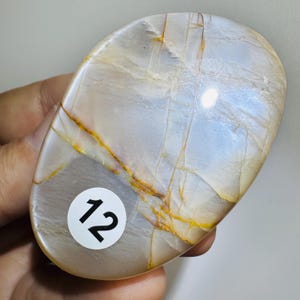 Flashy Peach Moonstone Palm Stones, Gray Moonstone Palmstones, Freeform Palm Stones
