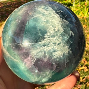 BIG XL Snowflake Rainbow Fluorite Sphere | Snowflake Fluorite Sphere | XL Crystal Sphere