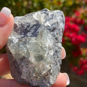Ultra clear Fluorite on Matrix Raw Mineral Thumbnail Collectors Specimen 72g