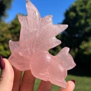 AAA Grade Mozambique Rose Quartz 9 Tail Fox | Nine Tail Fox crystal | Fox Crystals