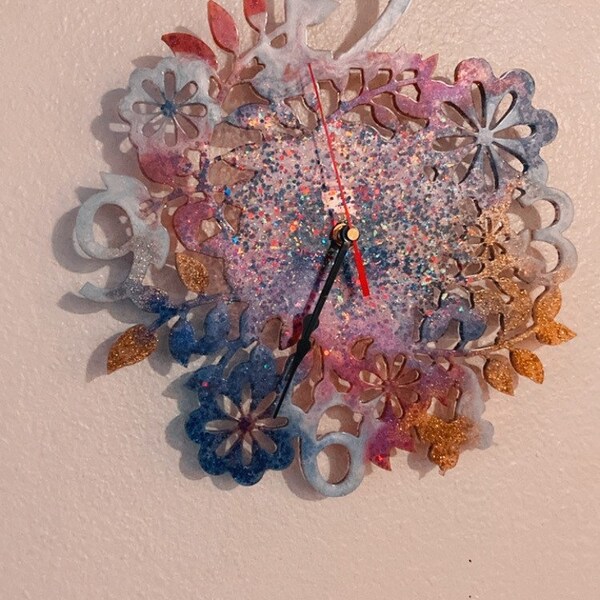 Resin Flower Clock Etsy