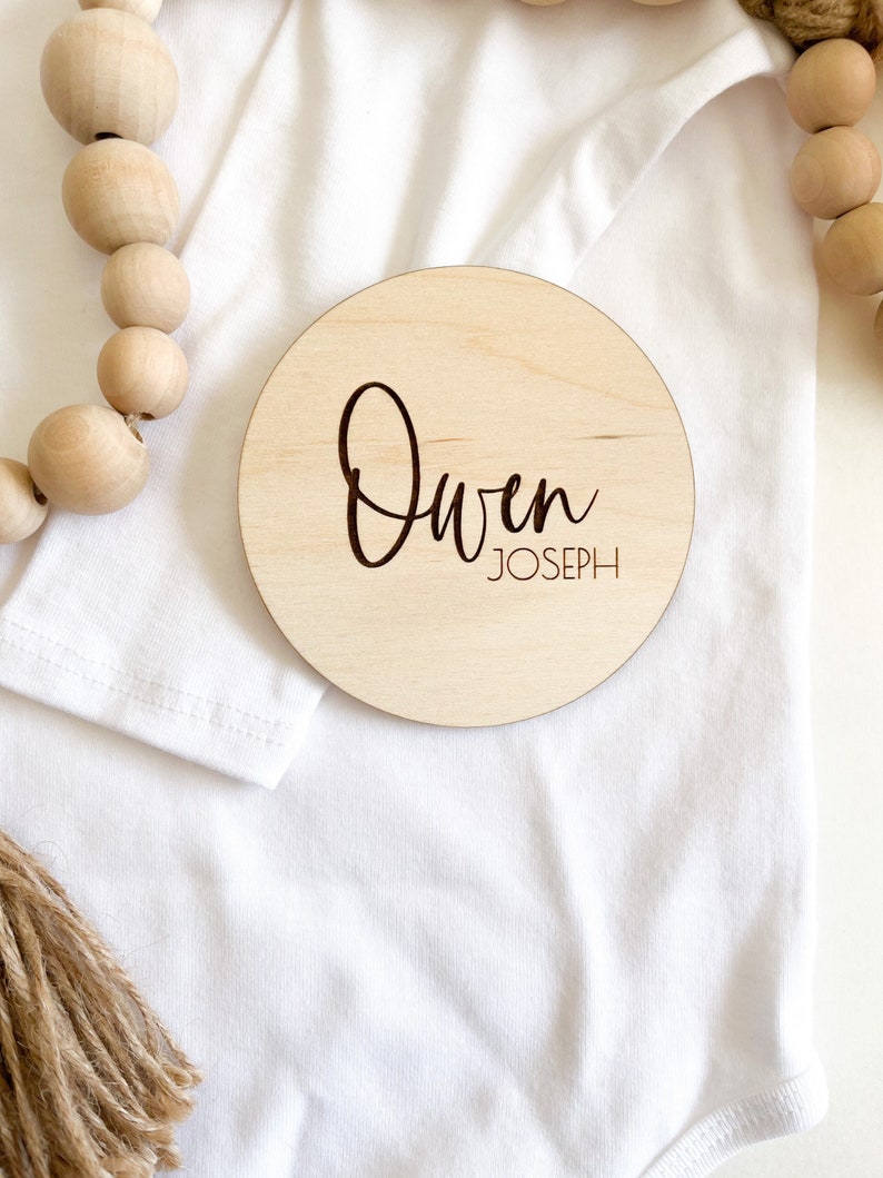 Custom Engraved Baby Name Plaque Wood Baby Name Announcement Etsy