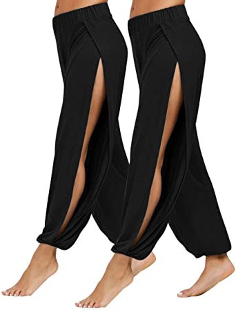 Women's Side Slit Sexy Harem Yoga Pants 