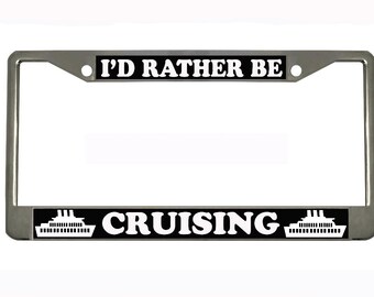 Customizable License Plate Frame – ‘I’d Rather Be…’ Tag Holder – Personalized Text – Easy To Install