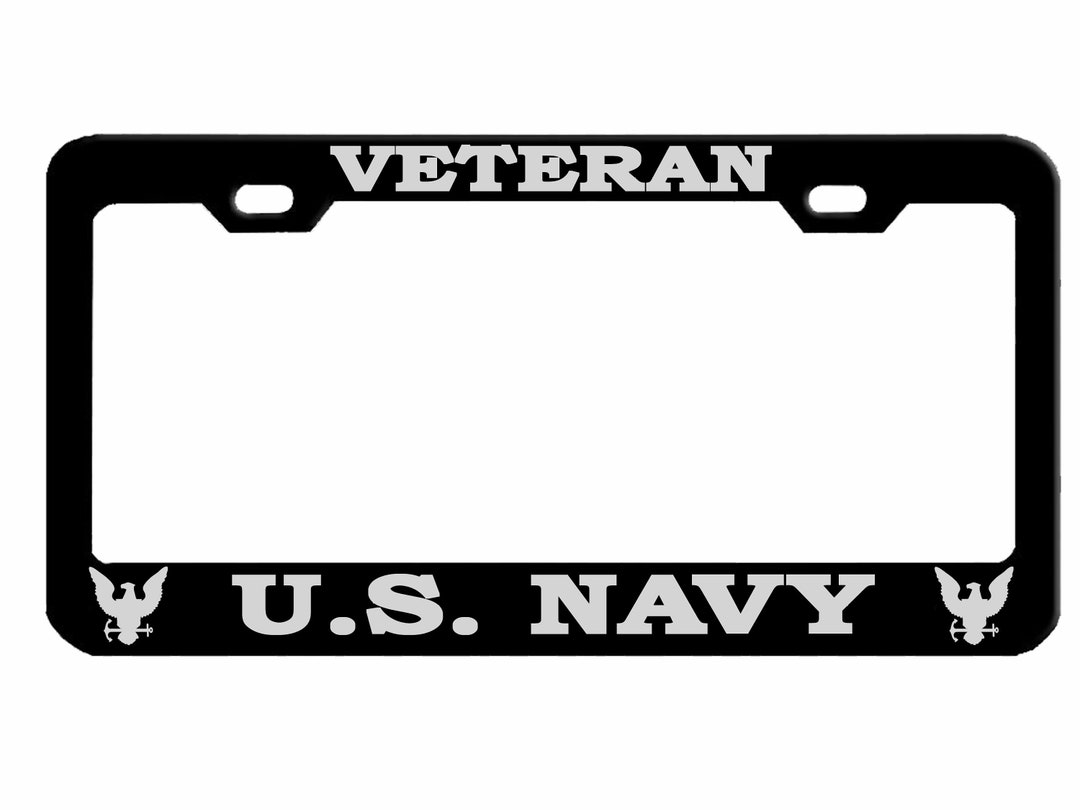 United States Navy Black License Plate Frame - Powder Coated